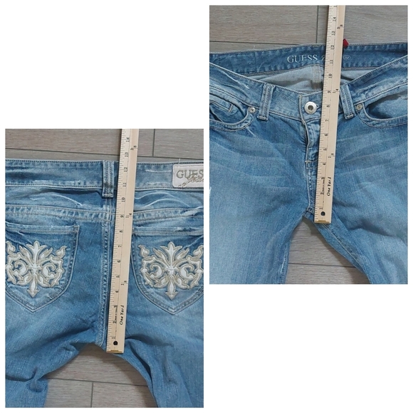 Guess Daredevil Flare Leg Blue Jeans Size 32 - Picture 4 of 11